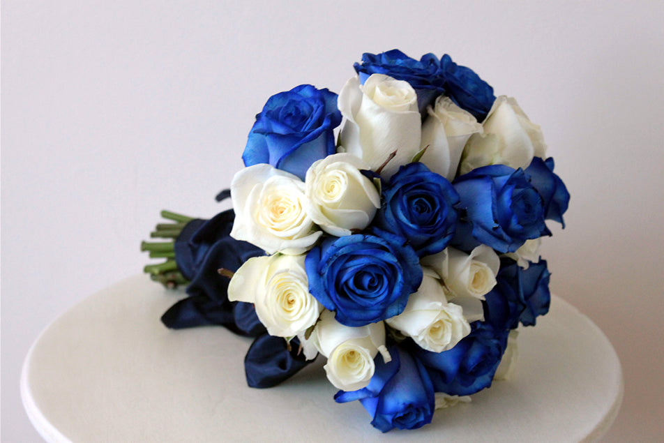 Blue & White Rose Bouquet