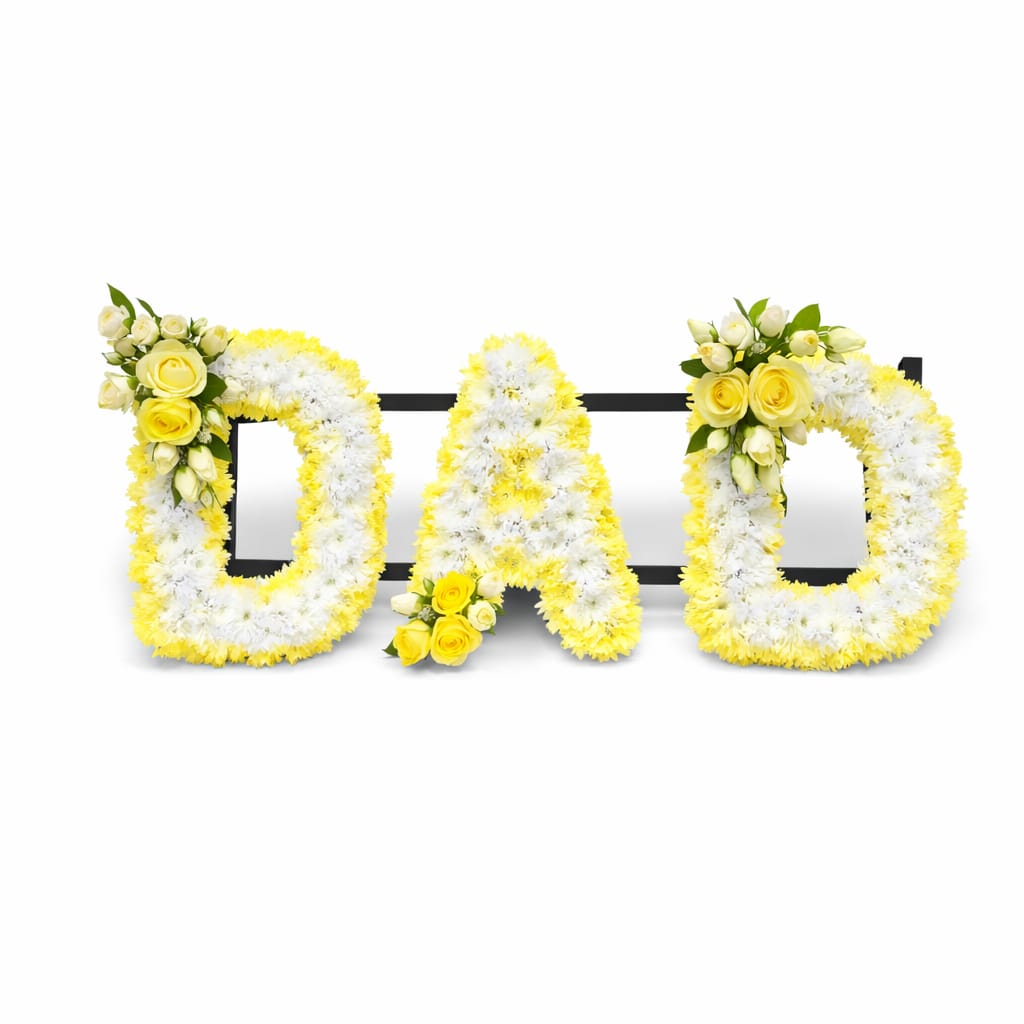 Yellow Dad funeral flower tribute