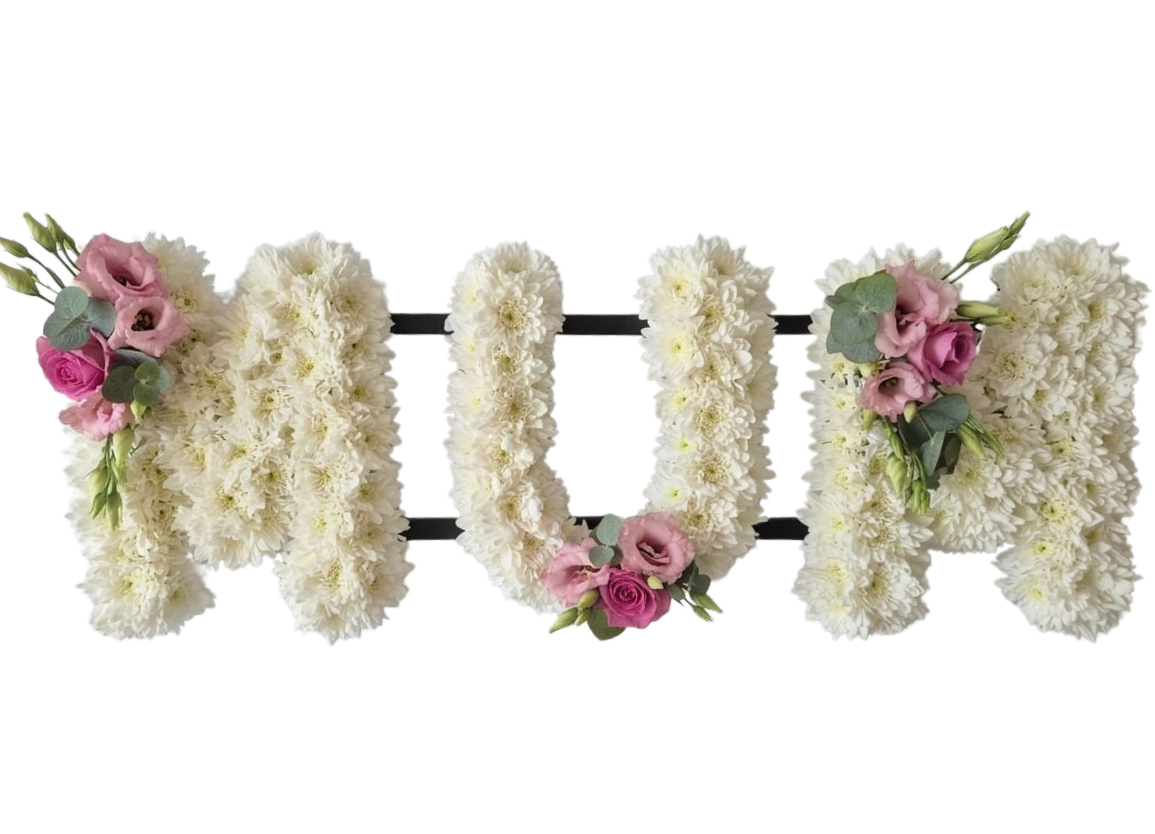 Mum White Flowers Letter Funeral Tribute