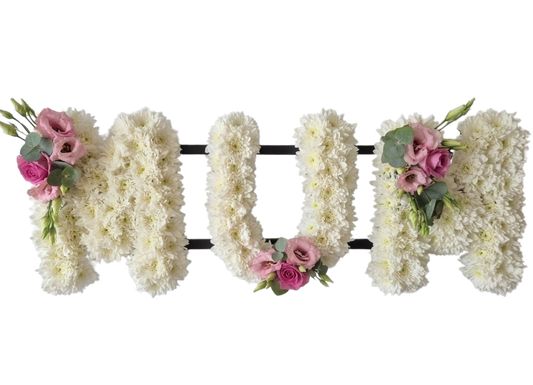 Mum White Flowers Letter Funeral Tribute
