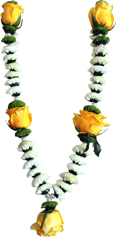 Yellow Rose & White Funeral Garland