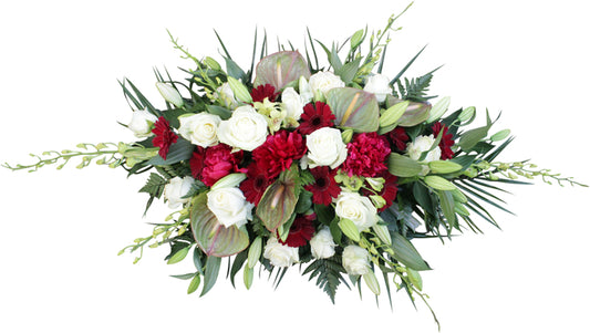 White & Red Funeral Spray