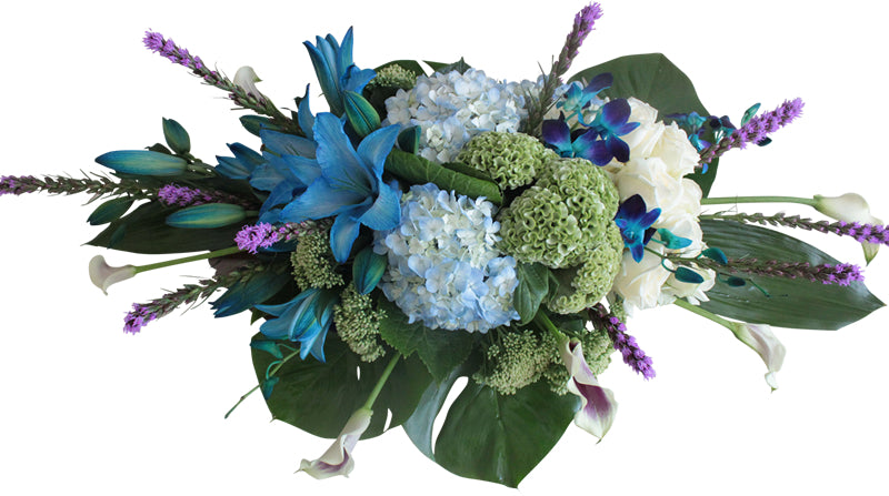 Blue, White & Green Funeral Spray