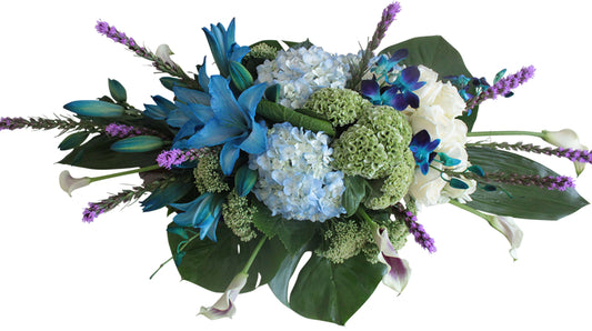 Blue, White & Green Funeral Spray