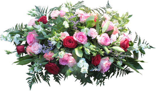 Pink, White & Red Funeral Spray