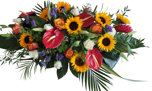 Red, Yellow & Green Funeral Spray