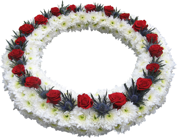 Purple & Red Funeral Ring Wreath