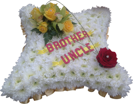 Square White & Yellow Funeral Wreath
