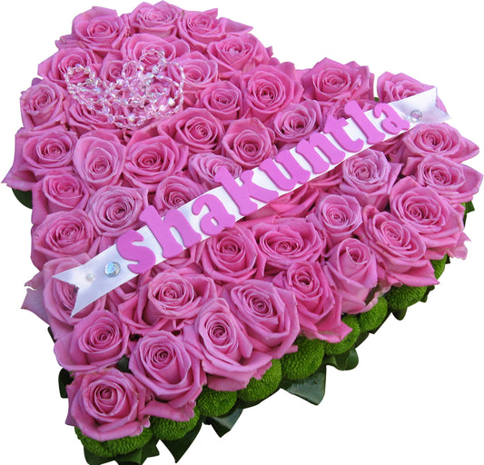 Pink & Green Funeral Heart Wreath