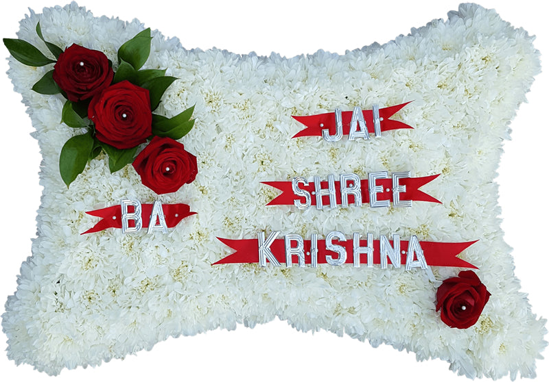 Red & White Funeral Pillow