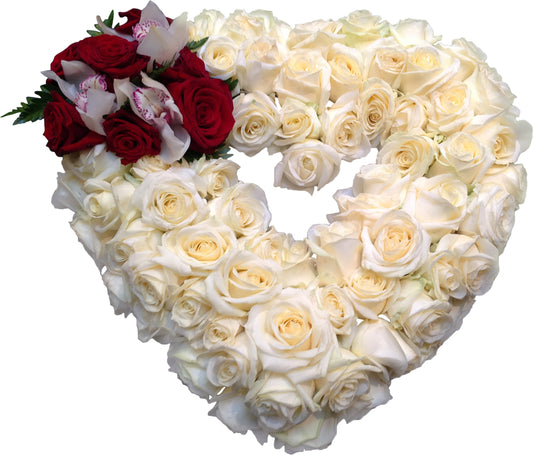 White & Red Funeral Heart