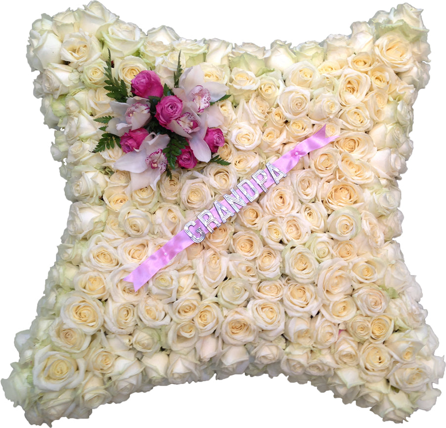 Square White & Pink Funeral Wreath
