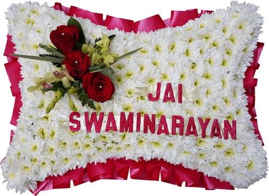 Red & White Funeral Pillow