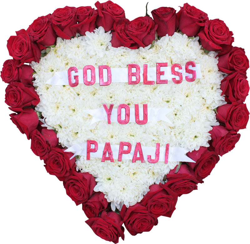 Red & White Funeral Heart