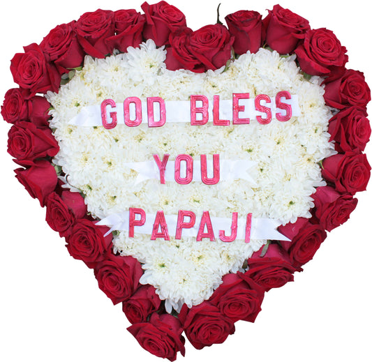 Red & White Funeral Heart