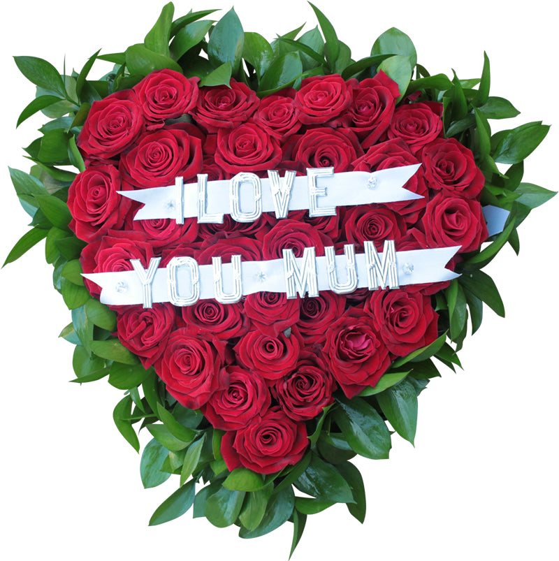 Red, White & Green Funeral Heart