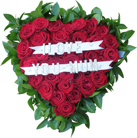 Red, White & Green Funeral Heart