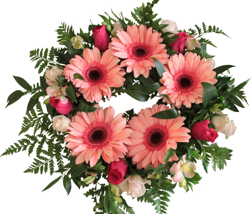 Pink, White & Green Funeral Ring