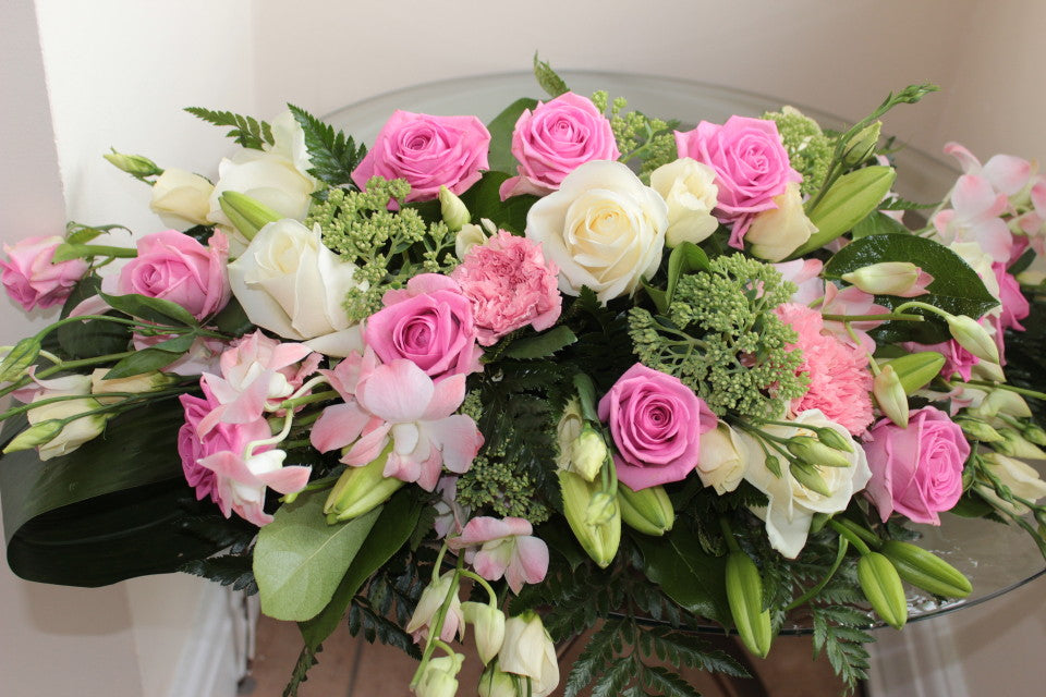 Pink & White Rose Wedding Head Table