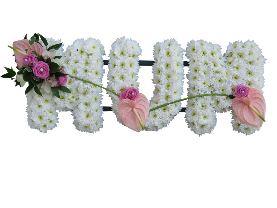 Mum White Flowers Letter Funeral Tribute