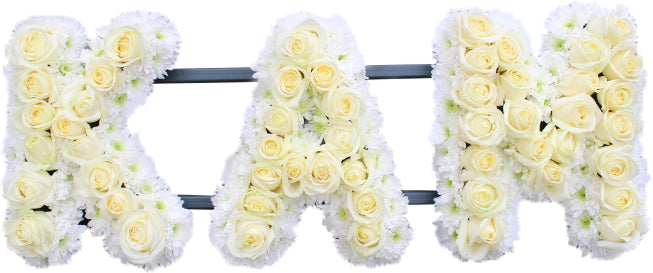 White Rose Funeral Flower Letter Tribute