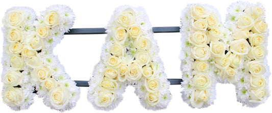 White Rose Funeral Flower Letter Tribute