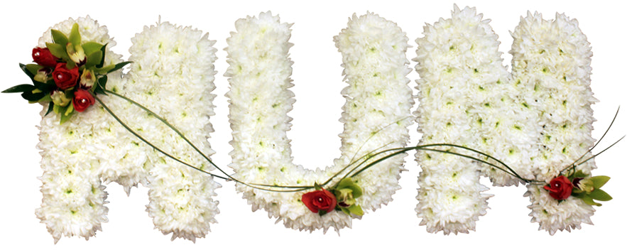 Mum white funeral flower letter tribute