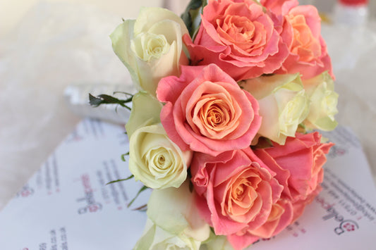 White & Baby Pink Rose Bouquet